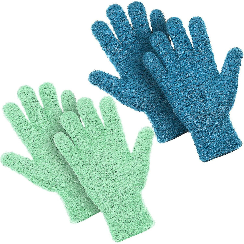 2 Pairs Microfiber Gloves For Plants Dusting Cleaning Gloves Mittens House Cars Blinds Dusting23*12.5 Green And Blue-image-OPC-PCH7TD8-NEW
