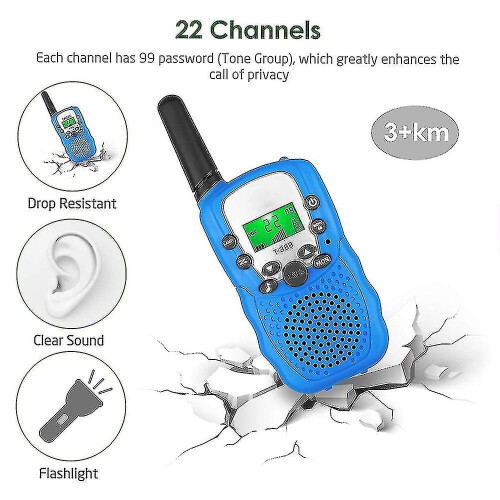Kids Walkie Talkies 3 Pack, 3 Miles Long Range With Backlit Lcd Flashlights 1