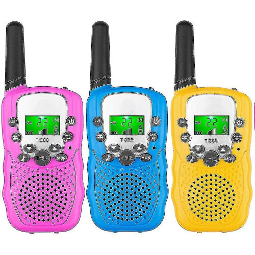 Kids Walkie Talkies 3 Pack, 3 Miles Long Range With Backlit Lcd Flashlights