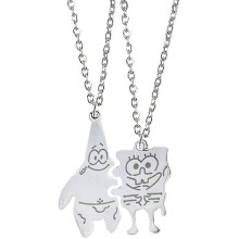2 Pcs Sponge Necklace Best Friend Bff Friendship Cute Funny Hiphop Pendant Necklace Set For Couples Friends
