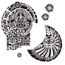 Extra Large Temporary Tattoo 2-Sheet Set: Arm/Chest Totem Maori Design, Rock-Style, Non-Toxic, Waterproof Sticker for Men & Women