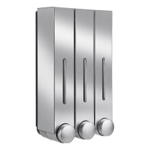 (triple silver) 3 Chamber Water-resistant Wall Mount Soap And Shower Dispenser Hand Foam Dispenser Home Hotel Bathroom