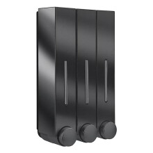 (triple black) 3 Chamber Water-resistant Wall Mount Soap And Shower Dispenser Hand Foam Dispenser Home Hotel Bathroom