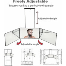 3 Way Mirror With Led Light,360 Mirror,trifold Portable Barber Mirror,height Adjustable Hanging Mirror For Self Hair Cutting,shaving,styling And More.
