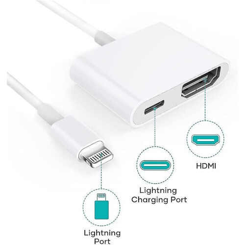 Hdmi Adapter, Hdmi Adapter For Iphone 1080p Lightning Digital Av Adapter, Hdmi Sync Screen Hdmi Connector For Iphone 2