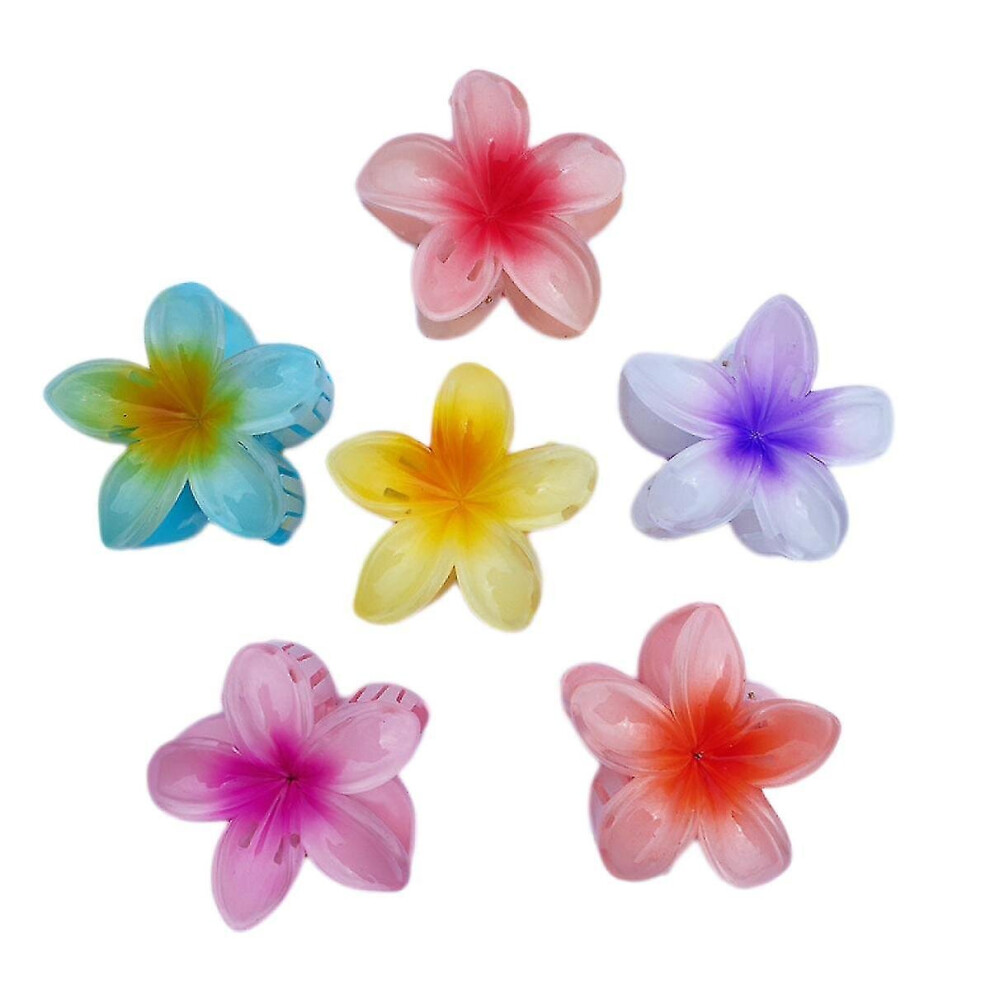 6 Pcs Imitation Bauhinia Flower Grab Clip, Plumeria Flower Hairpin Bath Hair Grab Plate Hairpin Hair Accessories, Purple Auspicious-image-OPC-PCH85HY-NEW