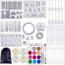 Sunrain Resin Molds, 159 Pcs Silicone Resin Casting Molds And Tools Kit Compatible With Diy Jewelry Craft Making Set Epoxy Resin Mold Bracelet Pendant