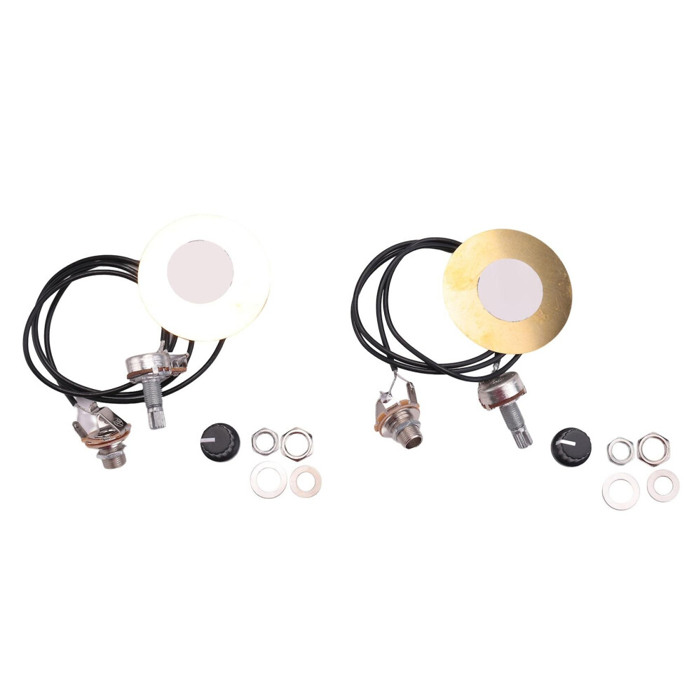 2pcs 50mm Guitar Pickup Piezo Transducer Prewired Amplifier With 6.35mm Output For Acoustic Guitar