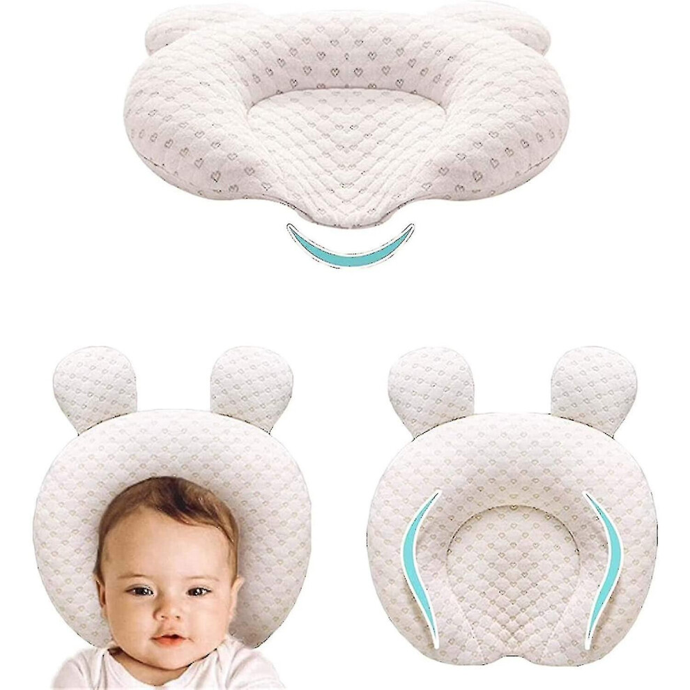 Muitar Soft Baby Nursery Pillows Unisex Newborns Head Shaping Infant Support Sleeping Head Sleep Pillows With Bear Ears (beige),,-meili