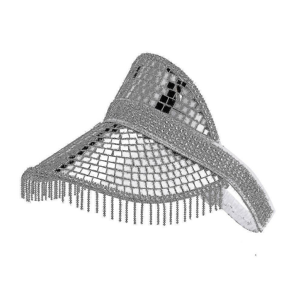 Disco Ball Festival Visor Hat Glass Patch Rhinestones Sun Visor Cap