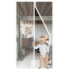 Mosquito Net Magnetic Screen Door White Suitable For Door Size 80 X 200cm, Heavy Duty Screen Door With Magnets For Sliding Glass Door, Magnetic Screen