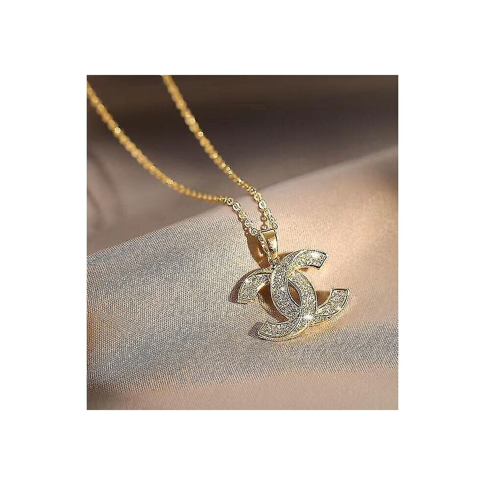 (Gold) Cc Pendant Necklace High-end Temperament Pendant Necklace Simple And Versatile