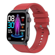 (Red) New E500 Blood Glucose Smart Watch Ecg Monitoring Blood Pressure Body Temperature Smartwatch Men Ip68 Waterproof Fitness Tracker - Smart Watches