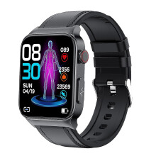 (Black leather) New E500 Blood Glucose Smart Watch Ecg Monitoring Blood Pressure Body Temperature Smartwatch Men Ip68 Waterproof Fitness Tracker - Smart Watches