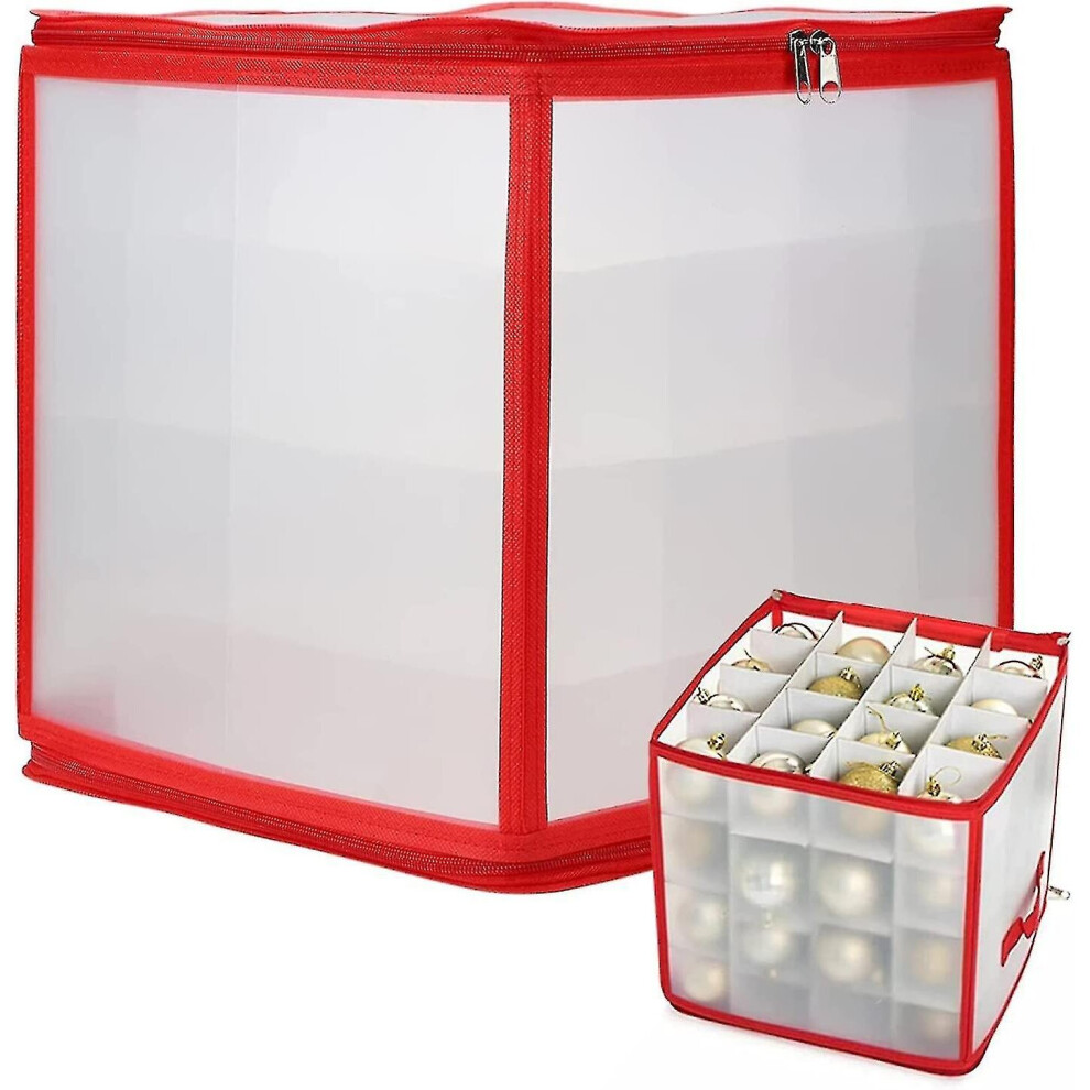 Christmas Ornament Storage Box,64 Compartment Christmas Tree Balls Organizer Christmas Light Box Decorations Containers With Zips (b-l2)