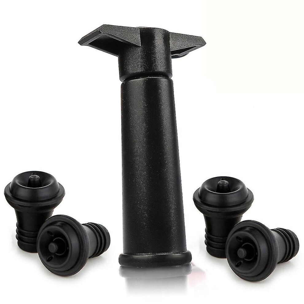 Vacu Vin Black Pump With Wine Saver Stoppers - Keeps Wine Fresh For Up To 10 Days (black