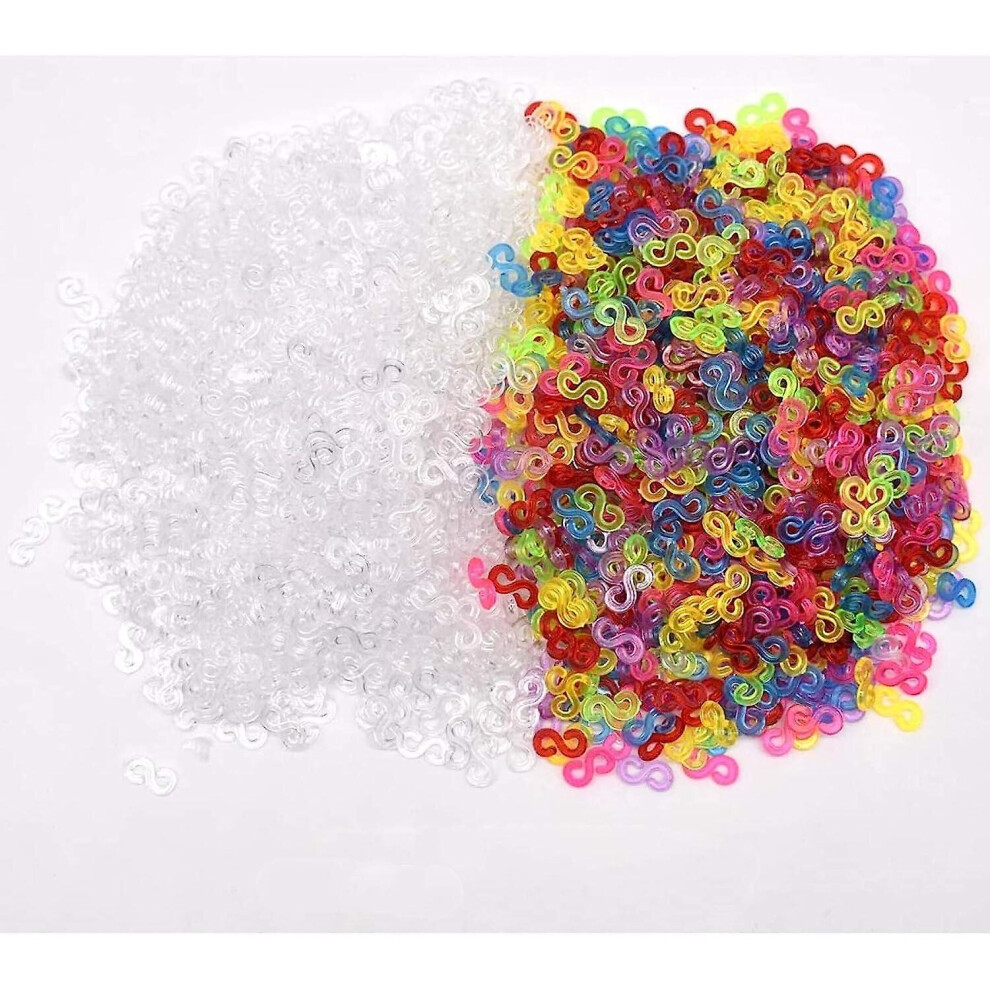 Loom Bands S Clips Diy Bracelet Woven Connector S Clips Rubber Band Plastic Connectors Clip (200 200 Colourful) White