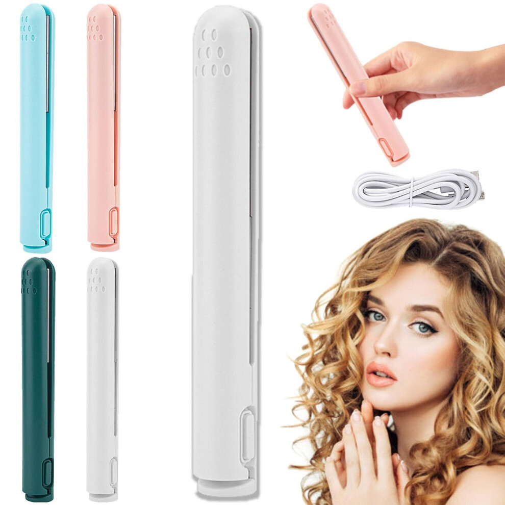 (Green) Dual-purpose Curling Iron, 2 In 1 Mini Hair Curler, Ceramic Mini Hair Curler, Mini Portable Hair Iron Hair Straightener Curler
