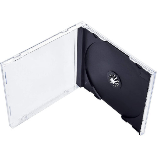 25 Pack Standard Single Clear Cd Case With Assembled Black Tray 1