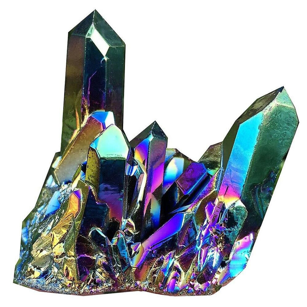 Natural Quartz Crystal Rainbow Titanium Cluster Mineral Stones