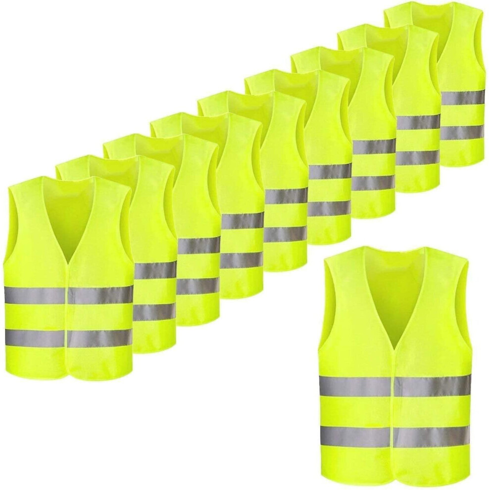 Pack Of 10Pcs Reflective Fluorescent Yellow Safety Vests, High Visibility For Cyclist, Driver, Runner, Garbage Collector Etc, 70 * 46Cm, Ce Standard, 9468842828496