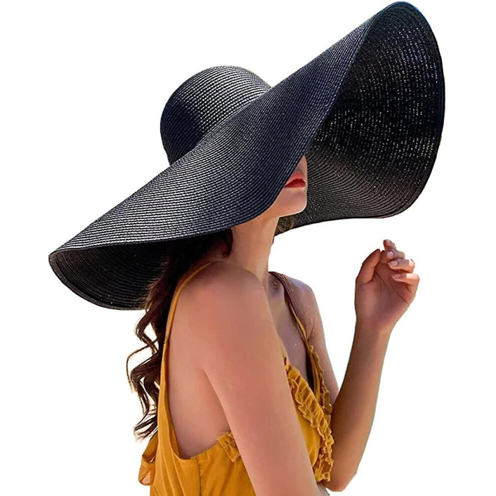 Oversized Giant Beach Sun Hat, Floppy Beach Hats For Women, Packable Extra Large Wide Brim Sun Straw Hat For Lady Summer Cap