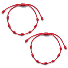 7 Knots Red Rope Bracelet 2pcs Braided Bracelet Amulet Success For Students