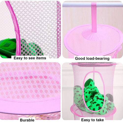 3 Tier Teddy Storage Hanging Mesh, 3 Pcs Foldable Save Space Hanging Toy Basket 1