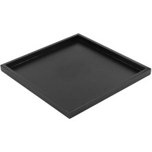 Wooden Square Serving Tray For Fast Food, Tea, Coffee, Handmade Decorative Tray For Home Kitchen, Restaurant - Black, 30x30cm