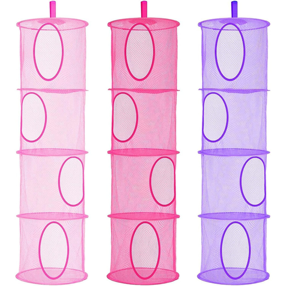 3 Tier Teddy Storage Hanging Mesh, 3 Pcs Foldable Save Space Hanging Toy Basket