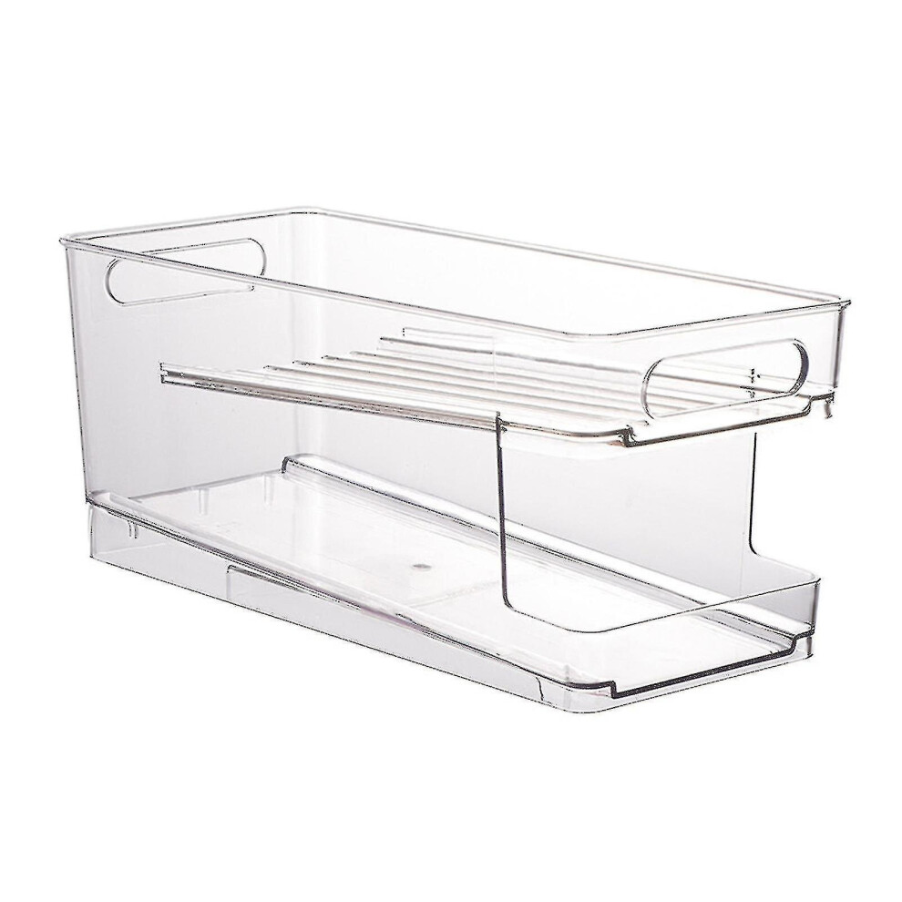 Fridge Rack Double Layers Large Capacity Plastic Beer Cans Fridge Holder Rack For Household