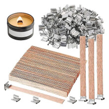 100 Pack Wooden Candle Wicks For Candle Making, 6inch Burst Wood Wicks/smokeless Candle Wicks With
