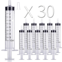30 Pack 10ml Plastic Syringes with Tip Cap - Sterile, Individually Sealed, Ideal for Ink Transfer, Lab & Industrial Use