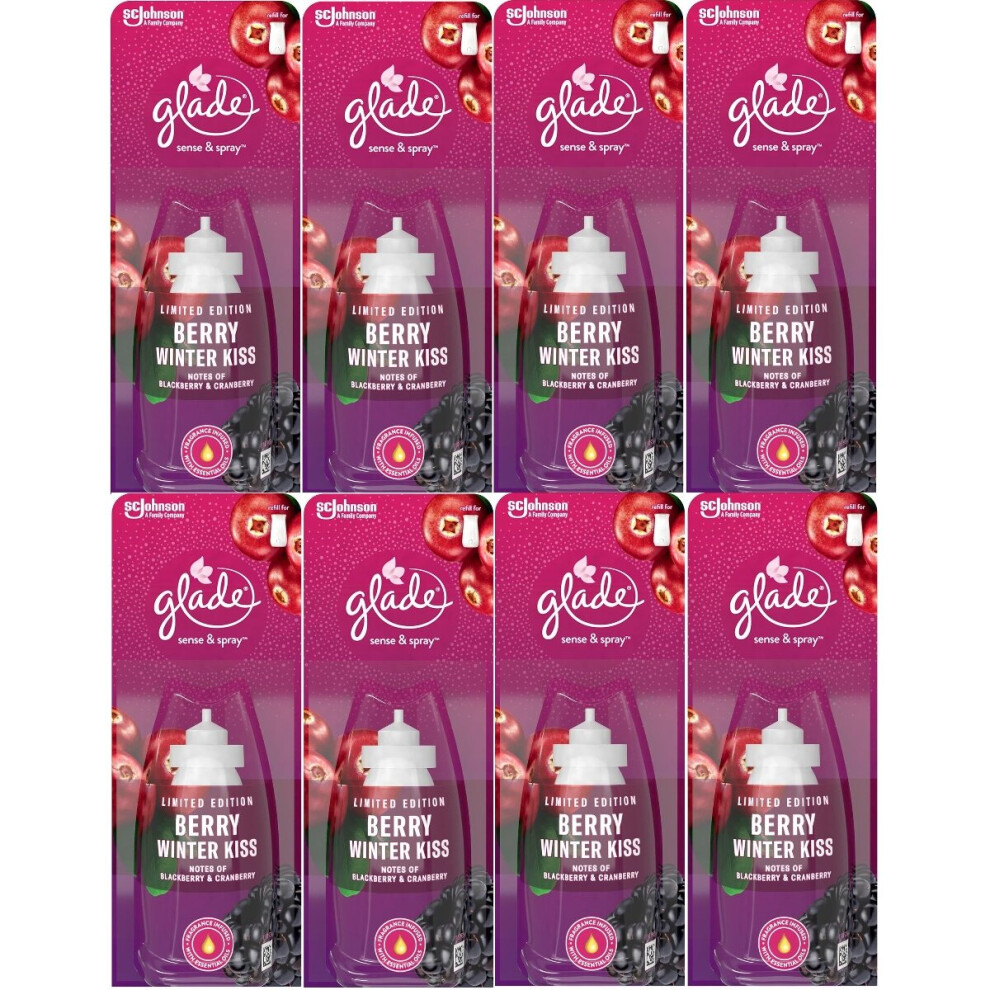 8 x 18ml Glade Sense and Spray Refill - Berry Winter Kiss