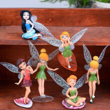 6Pcs Flower Fairy Pixie Wing Mini Garden Ornaments - Hand-Painted, Cute Girl Gardening Props, Mini Garden Decor, 4-9cm