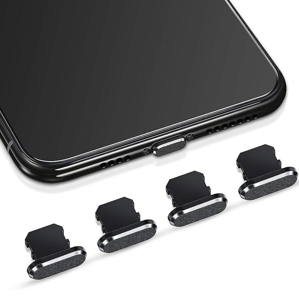 4 Pieces Anti Dust Plugs Charging Port Stopper Cap Soft Housing Slim Case Cover For For /12/11-blac