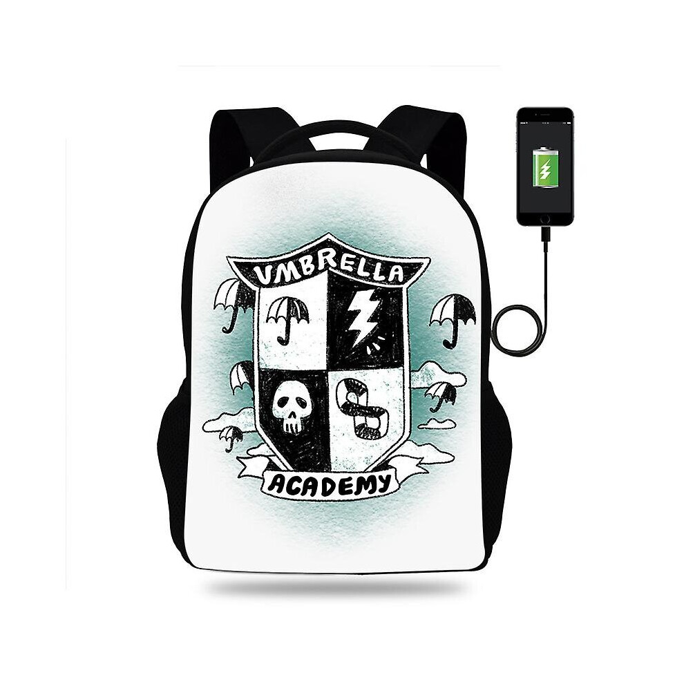 New Unisex The Umbrella Academy Backpack Usb Charging School Bags Teenage Girls Boys Middle Zipper Lightware Mochila Escolar