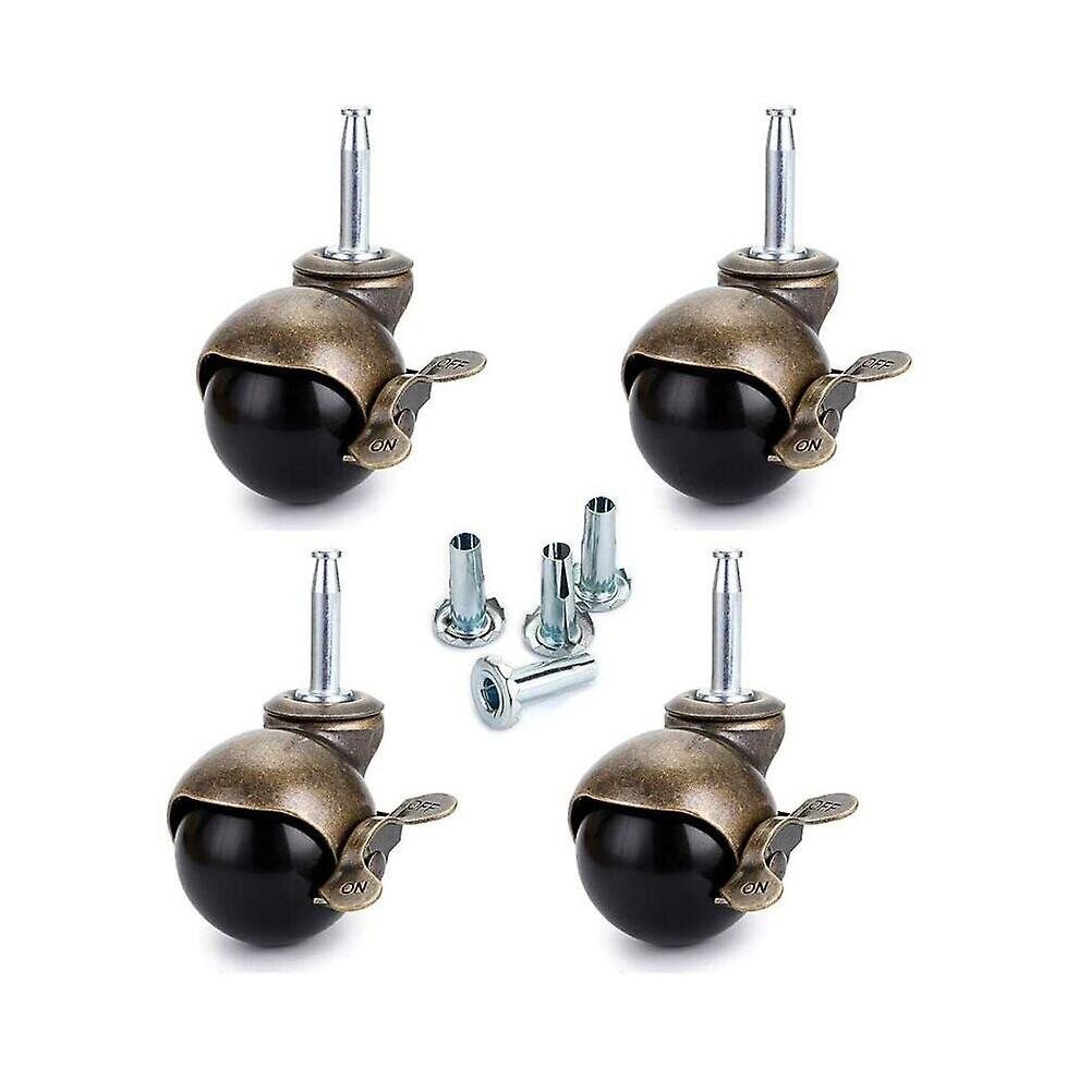 8 Pcs 40mm Stem Swivel Casters, Furniture Caster With Brake, Nylon Caster For Office Chair, Sofa Bed, Sofa, Load Capacity 25kg Per Caster