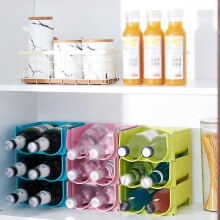 3 Pack Refrigerator Stackable Wine Rack Storage Organizer Plastic