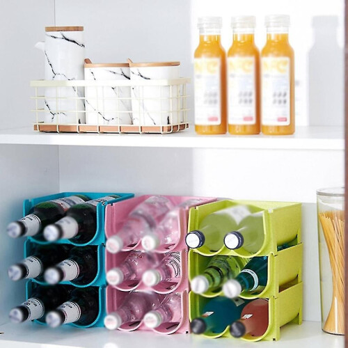 3 Pack Refrigerator Stackable Wine Rack Storage Organizer Plastic