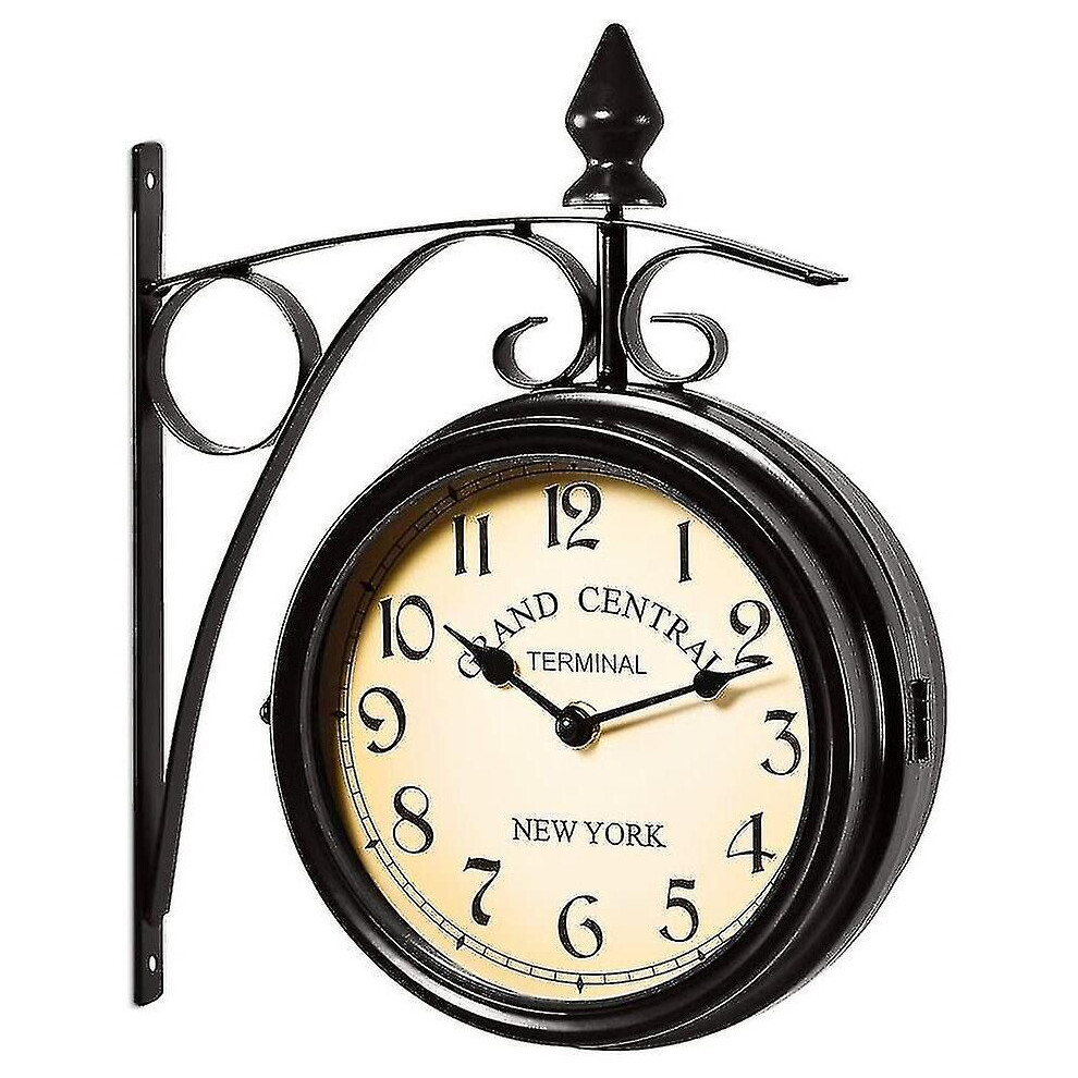 Wall Clock Wrought Iron Garden Clock Station Clock 2-sided Handmade Grand Central Terminal New York