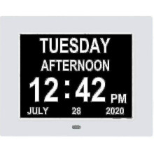 (White) Digital Dementia Clock Calendar Clock Day Date Clock Large Display Large Clear Unabbreviated Time And Date
