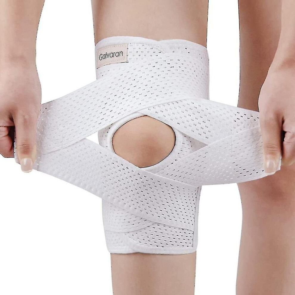 White Knee Braces With Side Stabilizers For Meniscal Tears Knee Pain Acl Mcl Arthritis Injury Recovery Breathable Adjustable Knee Braces