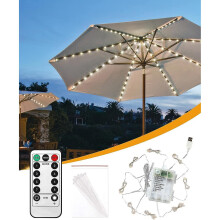 Parasol Lights, 8 Modes Patio Umbrella Lights With 104 Leds, Waterproof Garden Parasol Lights Battery Powered Or Usb Port, Dimmable With Timer Remote