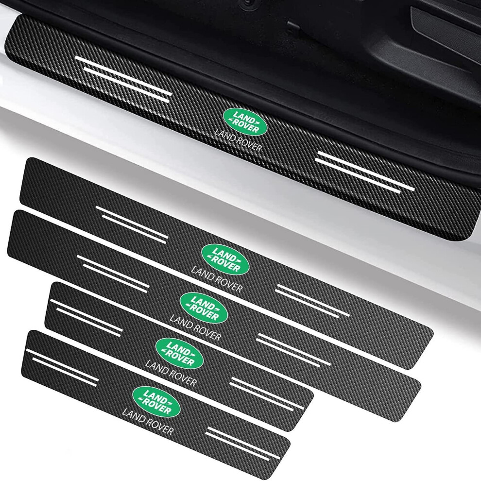4pcs Car Door Sill Protector Threshold Protective Stickers,carbon Fiber Door Sill Scuff Plate Cover For Car Door Steps Work With Land Rover Discovery