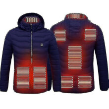(blue, XL) Heated Jacket, Winter Outdoor Warm Electric Heating Coat, 8 Heating Zones