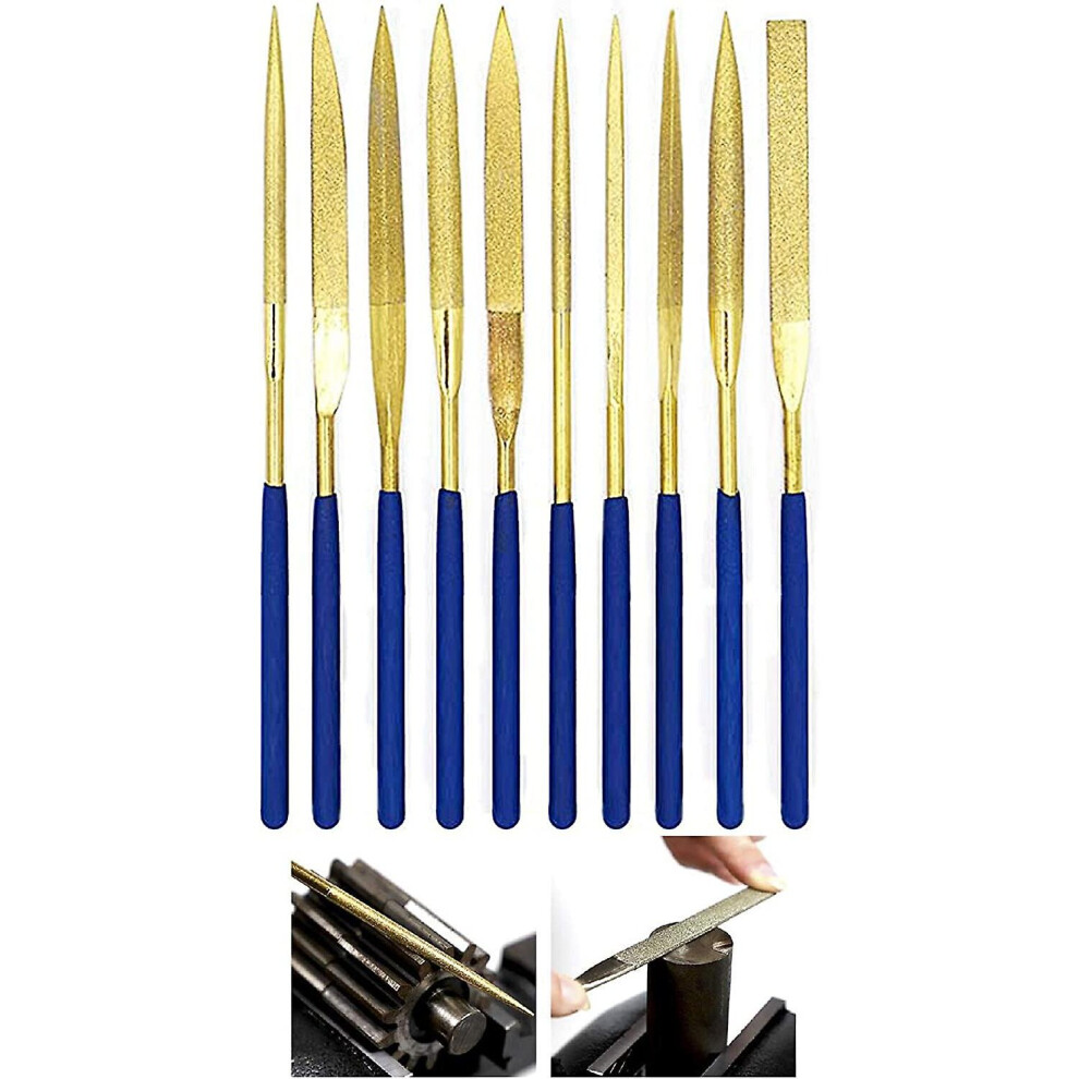 10Pcs Mini Coated Diamond Wood Rasp Needle File Set Metal Glass Stone Needles Titanium Diamond Needl 9468842141991