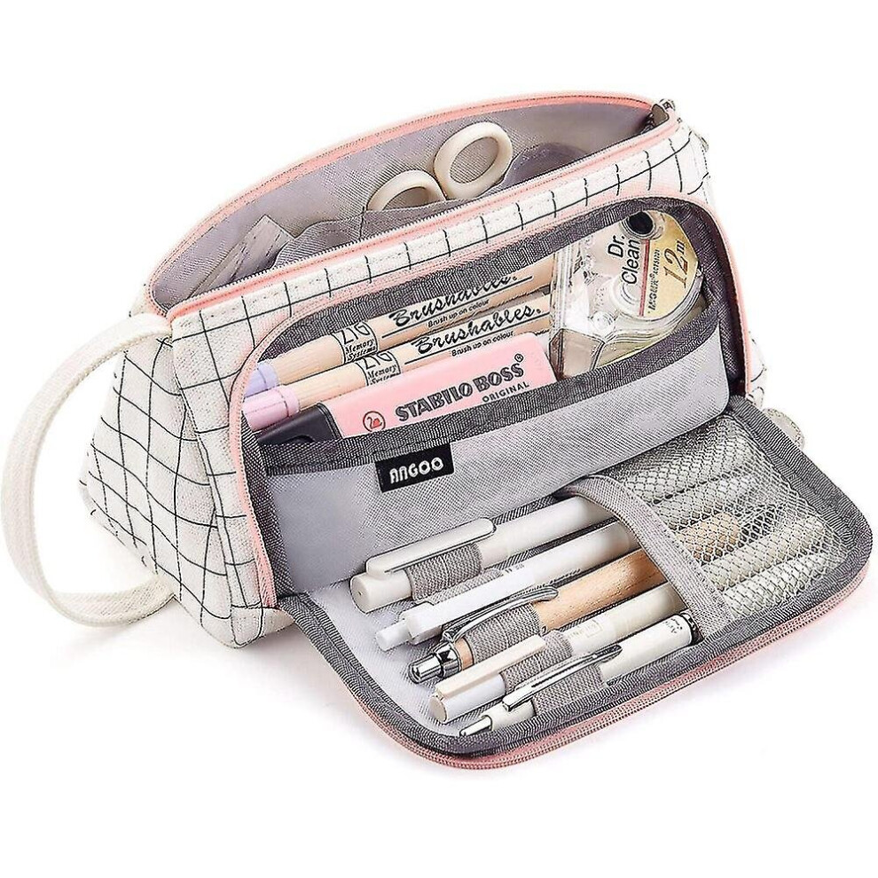 ,portable Large Capacity Canvas Pencil Case For Girls, Waterproof Stationery Box School Pencil Case With Handle For College Supplies , Pi
