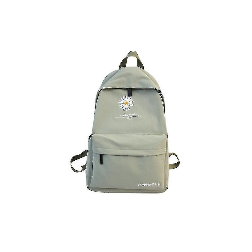 Green Korean Style Solid Color Casual School Bag Fresh Flower Student Backpack For Men And Women-image-OPC-PCH97TH-NEW