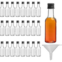 Mini Liquor Bottles (24 Pack) - Reusable Plastic 50ml Empty Spirit Bottles With Black Screw Caps And Liquid Funnel
